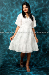 Fit and Flare Dress with Flutter Sleeves